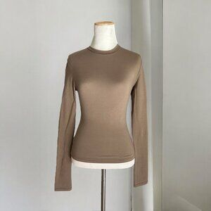 SKIMS Cotton Jersey Long Sleeve T-Shirt in Truffle